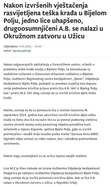 Montenegro-avmp/Nakon-izvrsenih-vjestacenja-rasvijetljena-teska-krada-u-Bijelom-Polju-jedn