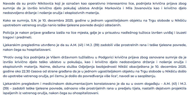 Montenegro-avmp/Nikitovic-osumnjicen-da-je-pucao-u-Markovica-i-Jovanovica-u-Niksicu_1