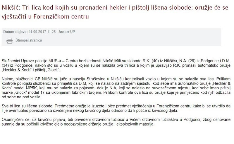 Montenegro-avmp/Niksic--Tri-lica-kod-kojih-su-pronadeni-hekler-i-pistolj-lisena-slobode-or