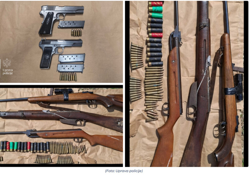 Montenegro-avmp/Niksic-Prijetio-supruzi-pistoljem-policija-mu-pronasla-dva-pistolja-tri-puske-i-60-komada-municije_1