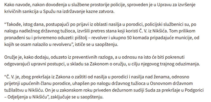 Montenegro-avmp/Niksic-Uhapsene-dvije-osobe-oduzeti-revolver-i-50-komada-municije_1