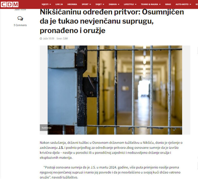 Montenegro-avmp/Niksicaninu-odreden-pritvor_-Osumnjicen-da-je-tukao-nevjencanu-suprugu-pro