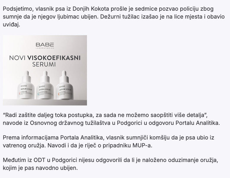 Montenegro-avmp/ODT-pokrenulo-izvidaj-povodom-ubistva-psa-u-Donjim-Kokotima1