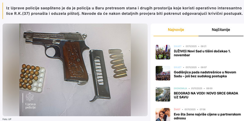 Montenegro-avmp/Od-Baranina-oduzet-pistolj