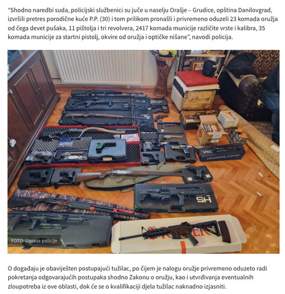 Montenegro-avmp/Od-Danilovgradanina-zaplijenjeno-devet-pusaka-11-pistolja-tri-revolvera-op_1