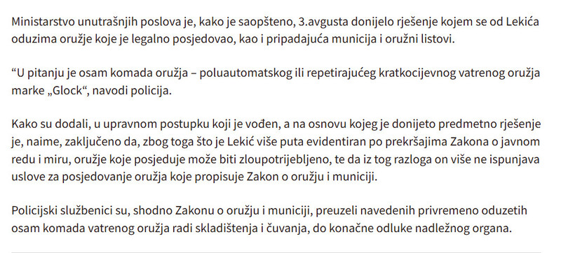Montenegro-avmp/Od-advokata-Damira-Lekica-oduzeto-osam-pistolja-marke-Glock_2