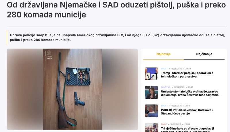 Montenegro-avmp/Od-drzavljana-Njemacke-i-SAD-oduzeti-pistolj-puska-i-preko-280-komada-muni_4