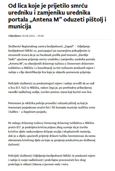 Montenegro-avmp/Od-lica-koje-je-prijetilo-smrcu-uredniku-i-zamjeniku-urednika-portala-Ant