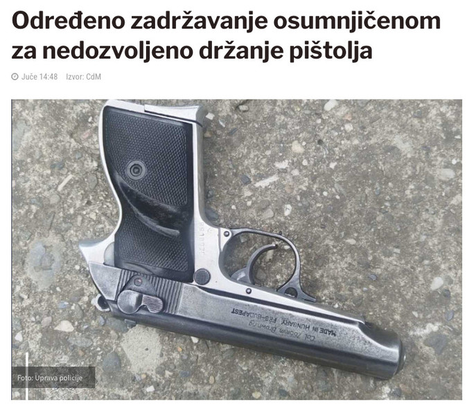 Montenegro-avmp/Odredeno-zadrzavanje-osumnjicenom-za-nedozvoljeno-drzanje-pistolja---CdM