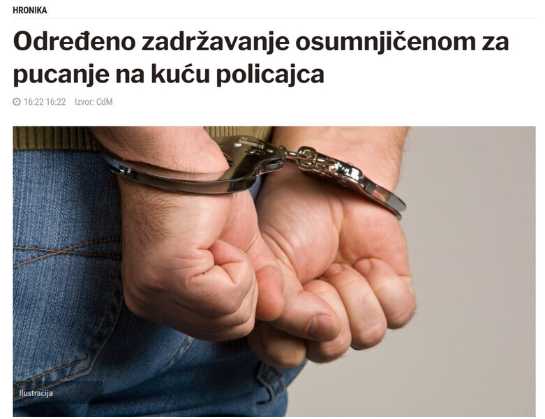 Montenegro-avmp/Odredeno-zadrzavanje-osumnjicenom-za-pucanje-na-kucu-policajca_1