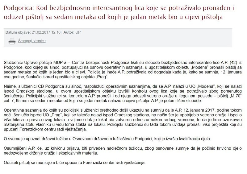 Montenegro-avmp/Oduzet-pistolj-sa-sedam-metaka-od-kojih-je-jedan-metak-bio-u-cijevi-pistol
