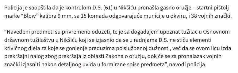 Montenegro-avmp/Oduzet-startni-pistolj-i-15-komada-municije-u-Niksicu---CdM