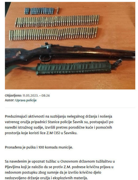 Montenegro-avmp/Oduzeta-puska-i-municija