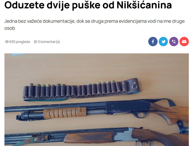 Montenegro-avmp/Oduzete-dvije-puske-od-Niksicanina_1