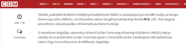 Montenegro-avmp/Oduzete-puske-pistolji-i-municija-u-Niksicu-i-Pljevljima-uhapsena-jedna-o_1