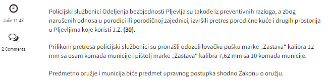 Montenegro-avmp/Oduzete-puske-pistolji-i-municija-u-Niksicu-i-Pljevljima-uhapsena-jedna-o_3