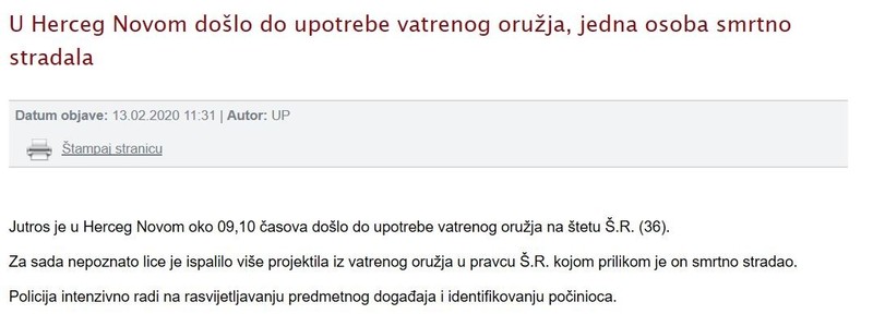 Montenegro-avmp/One-person-killed