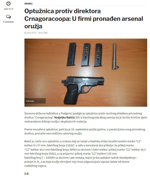 Montenegro-avmp/Optuznica-protiv-direktora-Crnagoracoopa_-U-firmi-pronaden-arsenal-oruzja