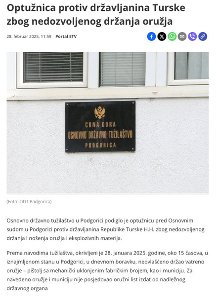 Montenegro-avmp/Optuznica-protiv-drzavljanina-Turske-zbog-nedozvoljenog-drzanja-oruzja-_-P