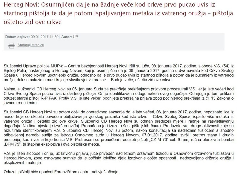 Montenegro-avmp/Osumnjicen-da-je-na-Badnje-vece-kod-crkve-prvo-pucao-uvis-iz-startnog-pist