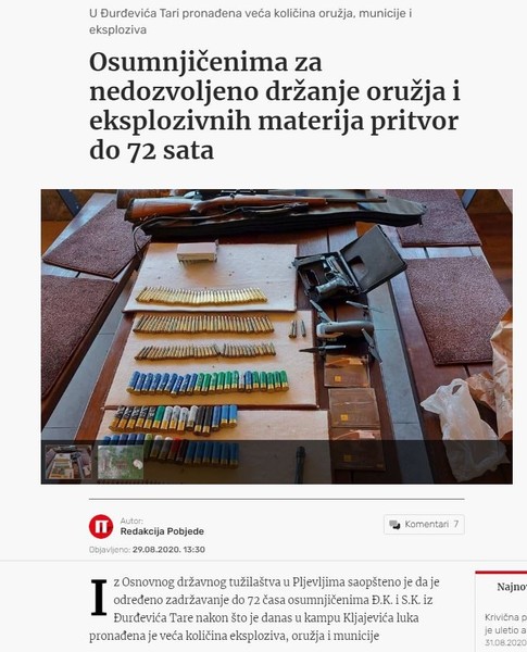 Montenegro-avmp/Osumnjicenima-za-nedozvoljeno-drzanje-oruzja-i-eksplozivnih-materija-pritv_2