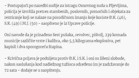 Montenegro-avmp/Osumnjicenima-za-nedozvoljeno-drzanje-oruzja-i-eksplozivnih-materija-pritv