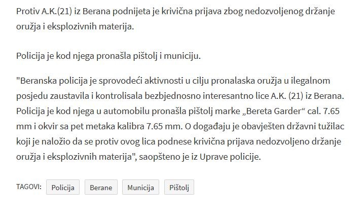 Montenegro-avmp/Pistol-seizure-Berane-2