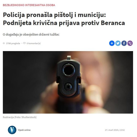 Montenegro-avmp/Pistol-seizure-Berane
