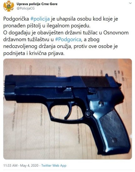 Montenegro-avmp/Pistol-seizure