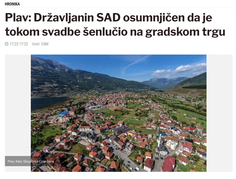 Montenegro-avmp/Plav-Drzavljanin-SAD-osumnjicen-da-je-tokom-svadbe-senlucio-na-gradskom-trgu_1