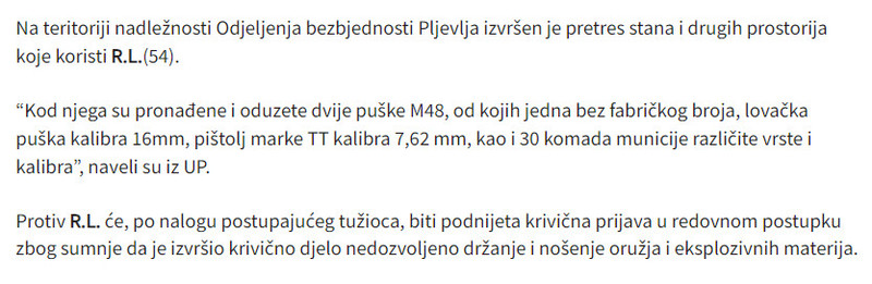 Montenegro-avmp/Pljevlja-zaplena