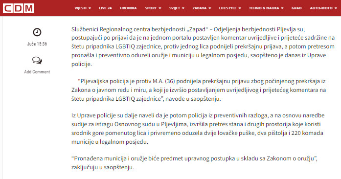 Montenegro-avmp/Pljevlja_-Prekrsajna-prijava-protiv-jedne-osobe-zbog-prijetnji-pripadniku