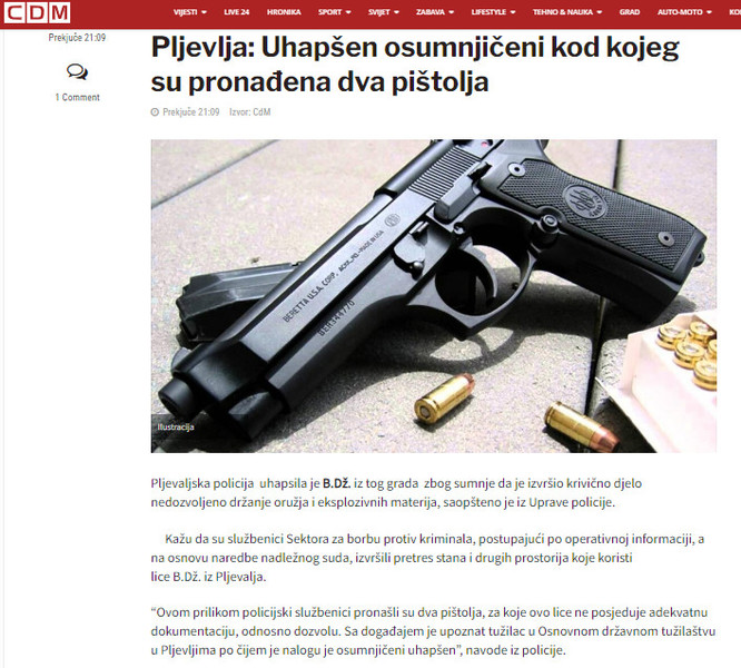 Montenegro-avmp/Pljevlja_-Uhapsen-osumnjiceni-kod-kojeg-su-pronadena-dva-pistolja---CdM