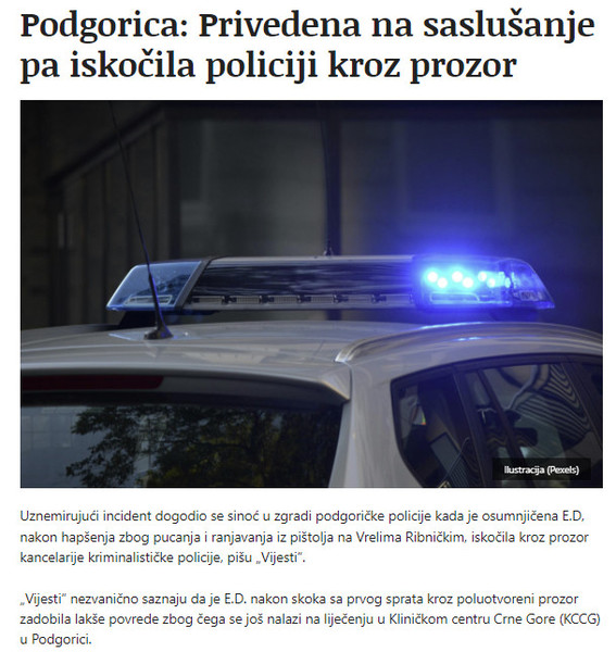 Montenegro-avmp/Podgorica_-Privedena-na-saslusanje-pa-iskocila-policiji-kroz-prozor