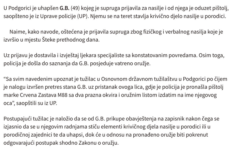 Montenegro-avmp/Podgorica_-Uhapsen-osumnjiceni-za-nasilje-u-porodici-supruzi-nanio-povrede_1