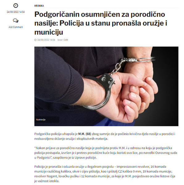 Montenegro-avmp/Podgoricanin-osumnjicen-za-porodicno-nasilje_-Policija-u-stanu-pronasla-or