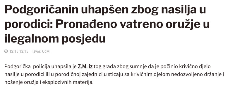 Montenegro-avmp/Podgoricanin-uhapsen-zbog-nasilja-u-porodici_-Pronadeno-vatreno-oruzje-u-i