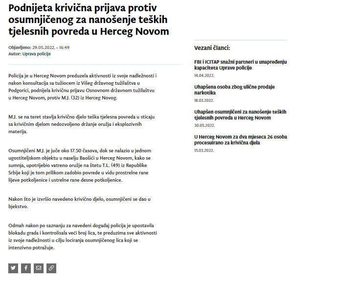 Montenegro-avmp/Podnijeta-krivicna-prijava-protiv-osumnjicenog-za-nanosenje-teskih-tjelesn