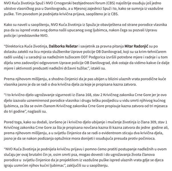 Montenegro-avmp/Podnijeta-krivicna-prijava-zbog-brutalnog-ubistva-vlasnickog-psa-u-Danilov_1