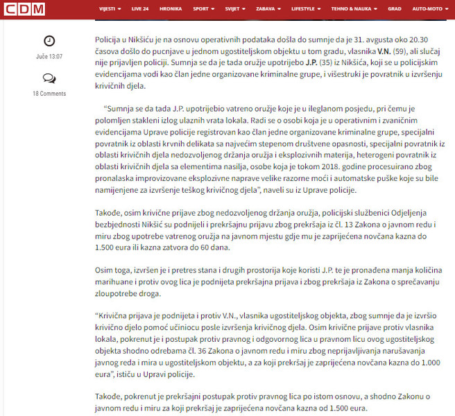 Montenegro-avmp/Podnijete-krivicne-prijave_-Clan-kriminalne-organizacije-pucao-u-lokalu-v