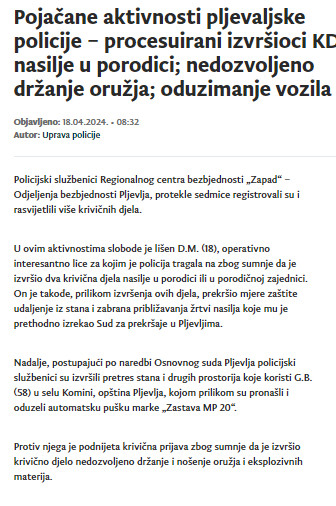 Montenegro-avmp/Pojacane-aktivnosti-pljevaljske-policije--procesuirani-izvrsioci-KD-nasilj