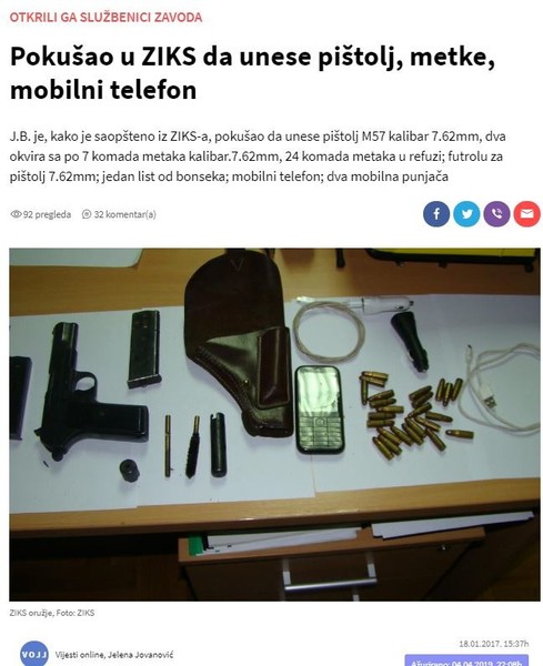 Montenegro-avmp/Pokusao-u-ZIKS-da-unese-pistolj-metke-mobilni-telefon