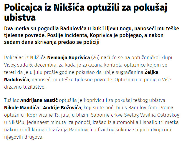 Montenegro-avmp/Policajca-iz-Niksica-optuzili-za-pokusaj-ubistva_1