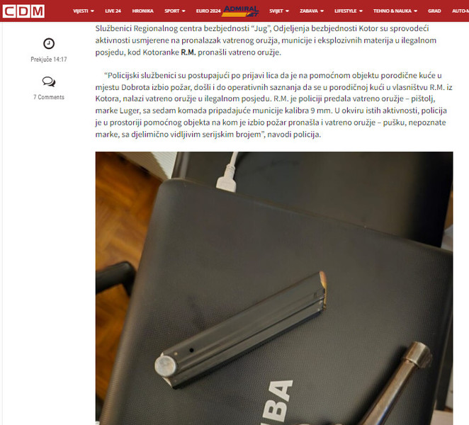 Montenegro-avmp/Policija-kod-Kotoranke-pronasla-pistolj-i-pusku-nakon-pozara---CdM