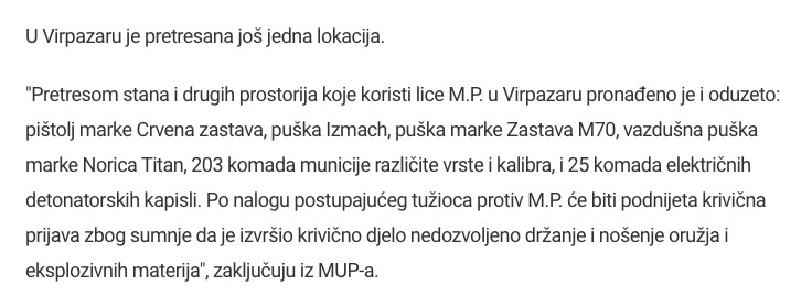 Montenegro-avmp/Policija-na-primorju-i-u-Virpazaru-oduzela-oruzje-detonatorska-sredstva-i-