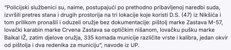 Montenegro-avmp/Policija-od-Niksicanina-oduzela-nelegalne-puske-pistolj-i-municiju1