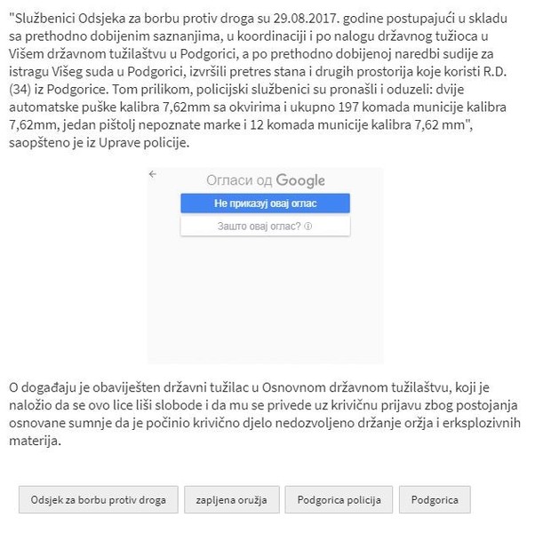 Montenegro-avmp/Policija-od-Podgoricanina-oduzela-dvije-puske-pistolj-i-municiju_2
