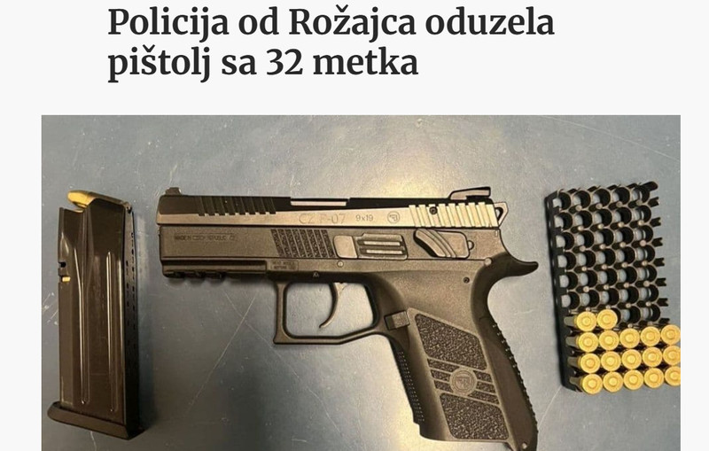 Montenegro-avmp/Policija-od-Rozajca-oduzela-pistolj-sa-32-metka_1