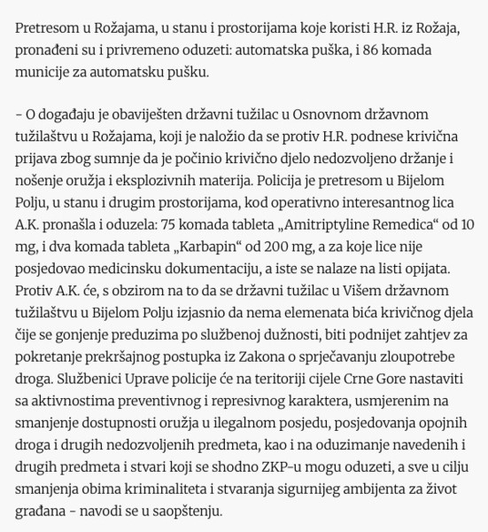 Montenegro-avmp/Policija-oduzela-tri-puske-pistolj-131-metak-i-81-tabletu-sa-liste-opojnih_4