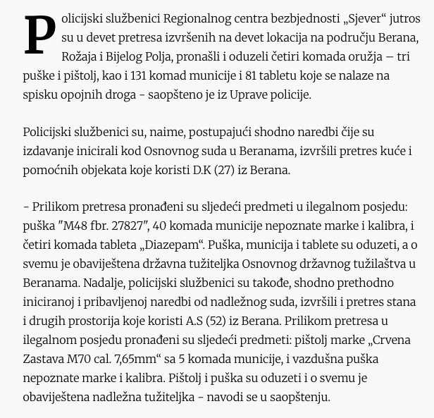 Montenegro-avmp/Policija-oduzela-tri-puske-pistolj-131-metak-i-81-tabletu-sa-liste-opojnih_6